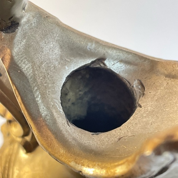 Vintage Spelter French Style Urn/Ewer with Porcelain Floral Medallion - Picture 11 of 14